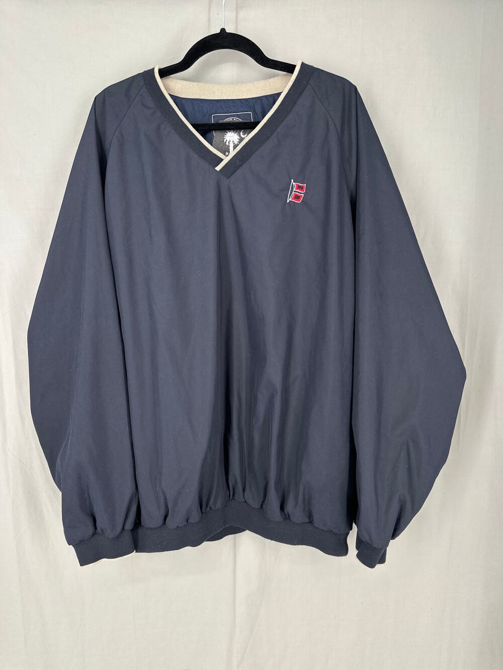 90s Vintage Sailing Jacket Mens XL Navy Blue Windbreaker Pockets South Carolina
